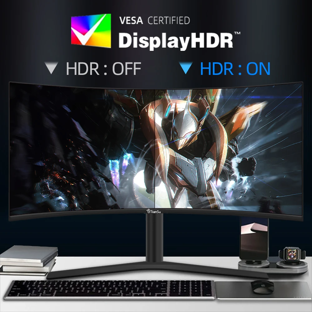 TIANSU 4K , 144Hz, 34 ġ, 3440*1440  IPS 165hz  PC ÷̿ Ŀ , HDMI DP ǻ ̸ ȭ,