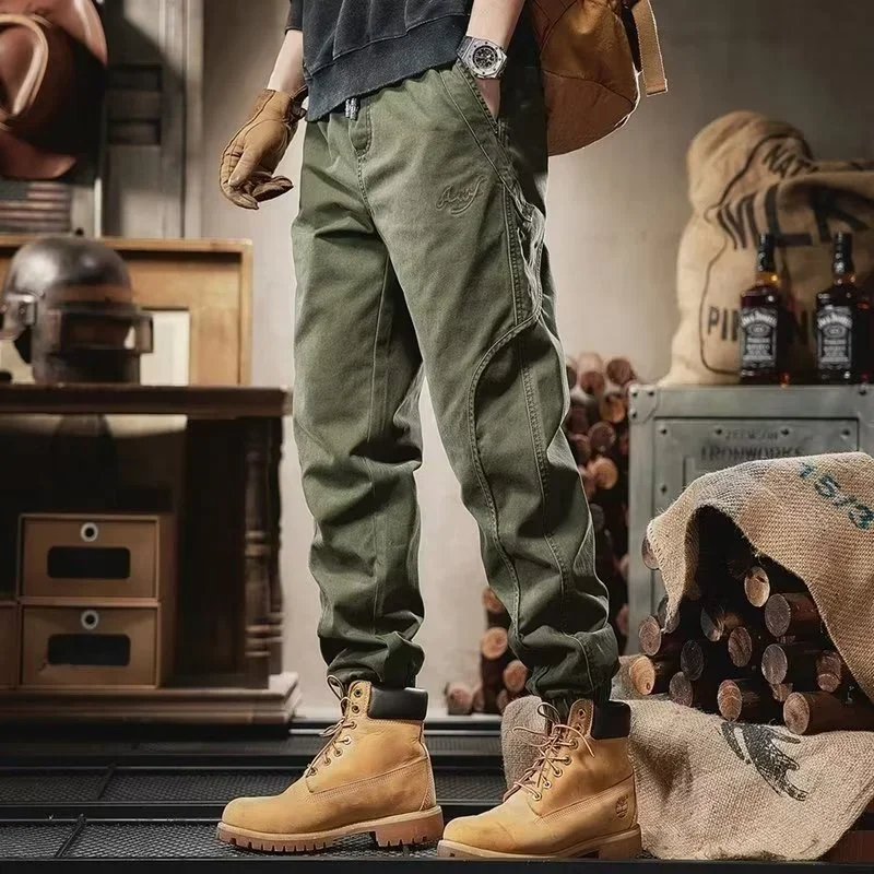 Cargo Pants Military Cargo Pants Men American Letter Foam Print Tactical Outdoor Jogger Sweatpants