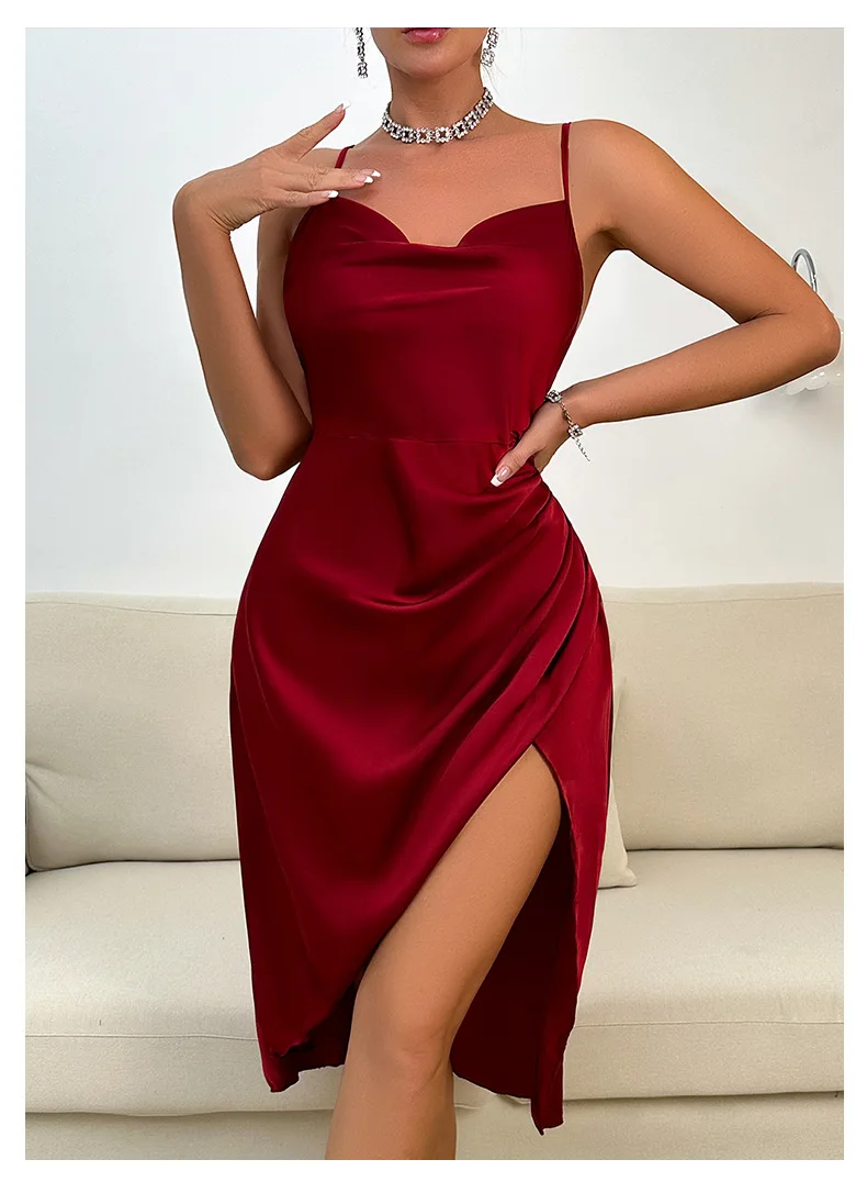 Women Sexy Slip Dress Camisole Nightgown Summer Solid At Home Babydolls Cozy Sling Nightdress