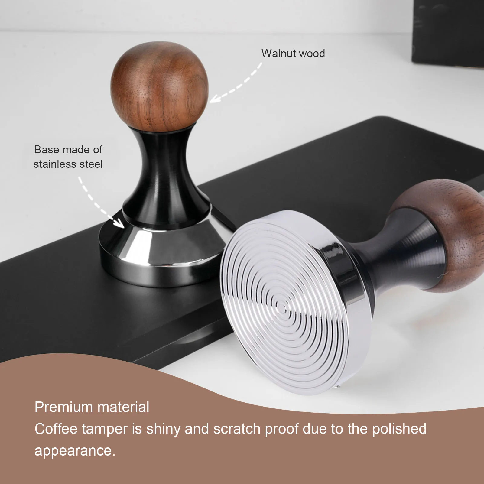 Coffee Hammer Coffee Tamper Needle Type Coffee Distributor Stainless Steel Walnut Wood Coffee Tamper for Coffee Machine Supplies