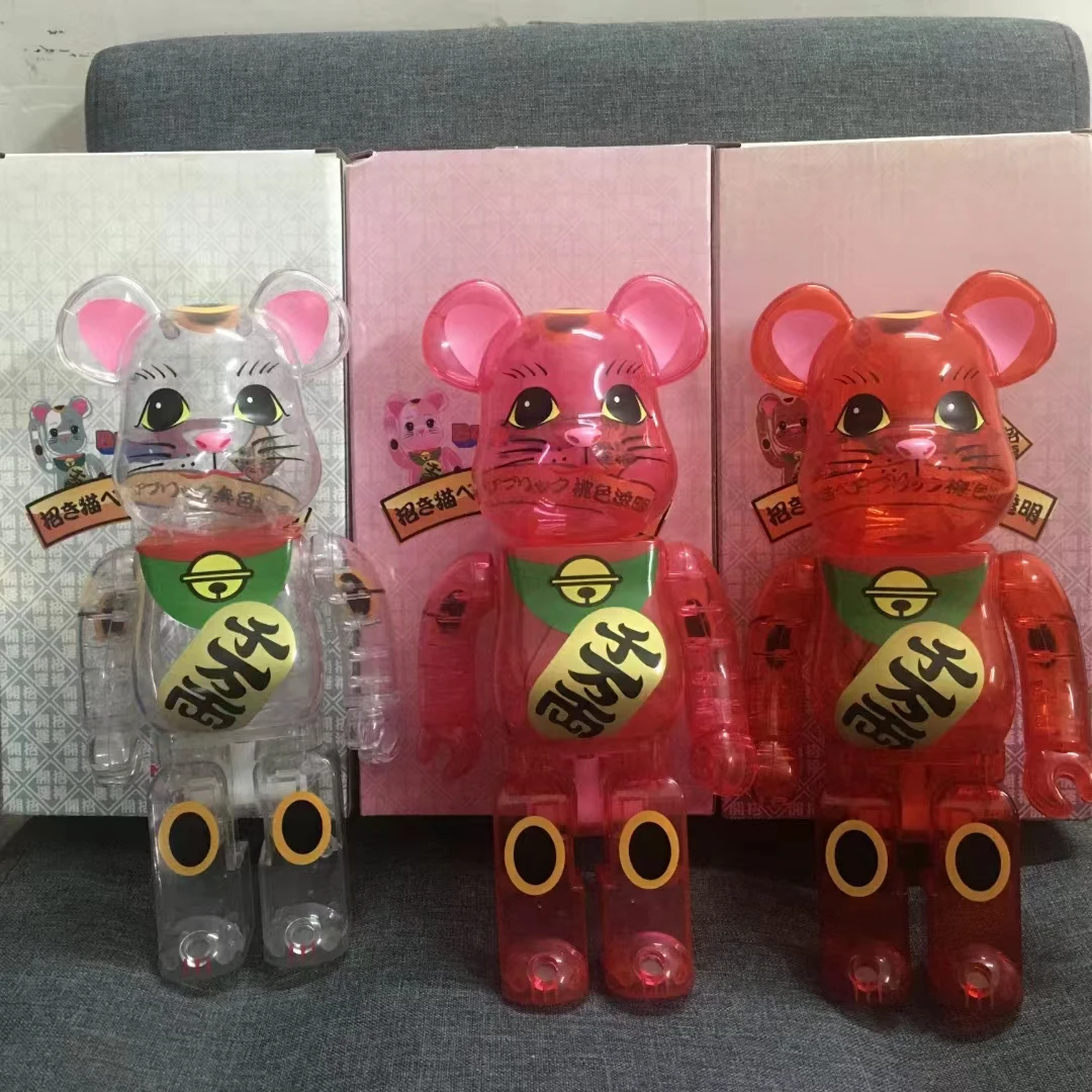 

400% transparent ten million taels of lucky cat bearbrick violent bear three-color tide play hand-made Be@rbrickly 28cm