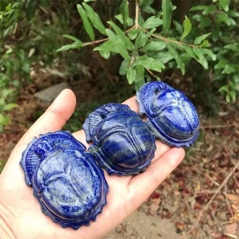 Natural Lapis Lazuli Beetle Crystal Carving Healing Crafts Animal Statue Home Room Decoration Ornaments 1pcs 3