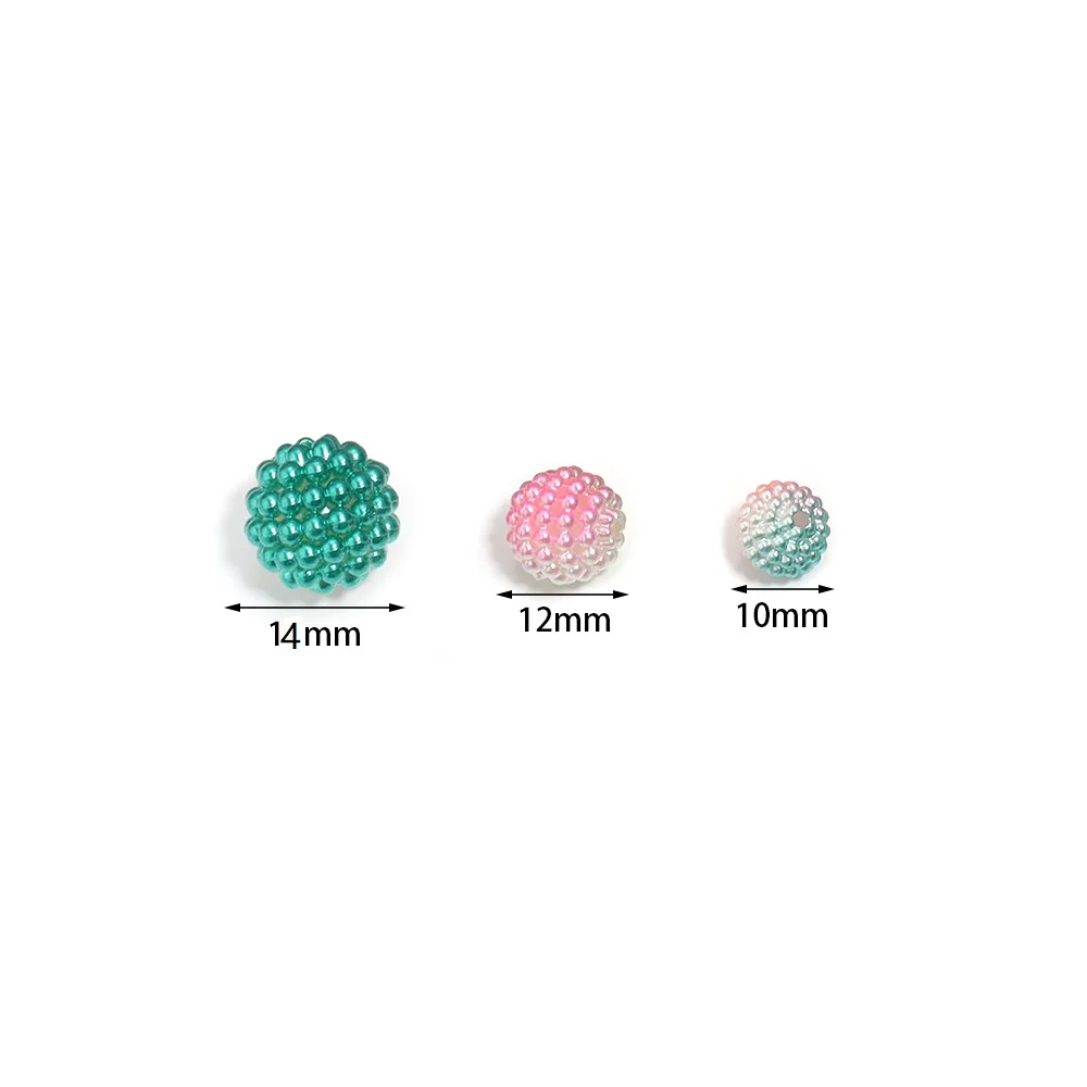 다채로운 아크릴 Yangmei 모양 볼 비즈, 느슨한 스페이서 비즈, 쥬얼리 제작 팔찌 DIY 액세서리, 10mm, 12mm, 14mm, 로트당 20-50 개