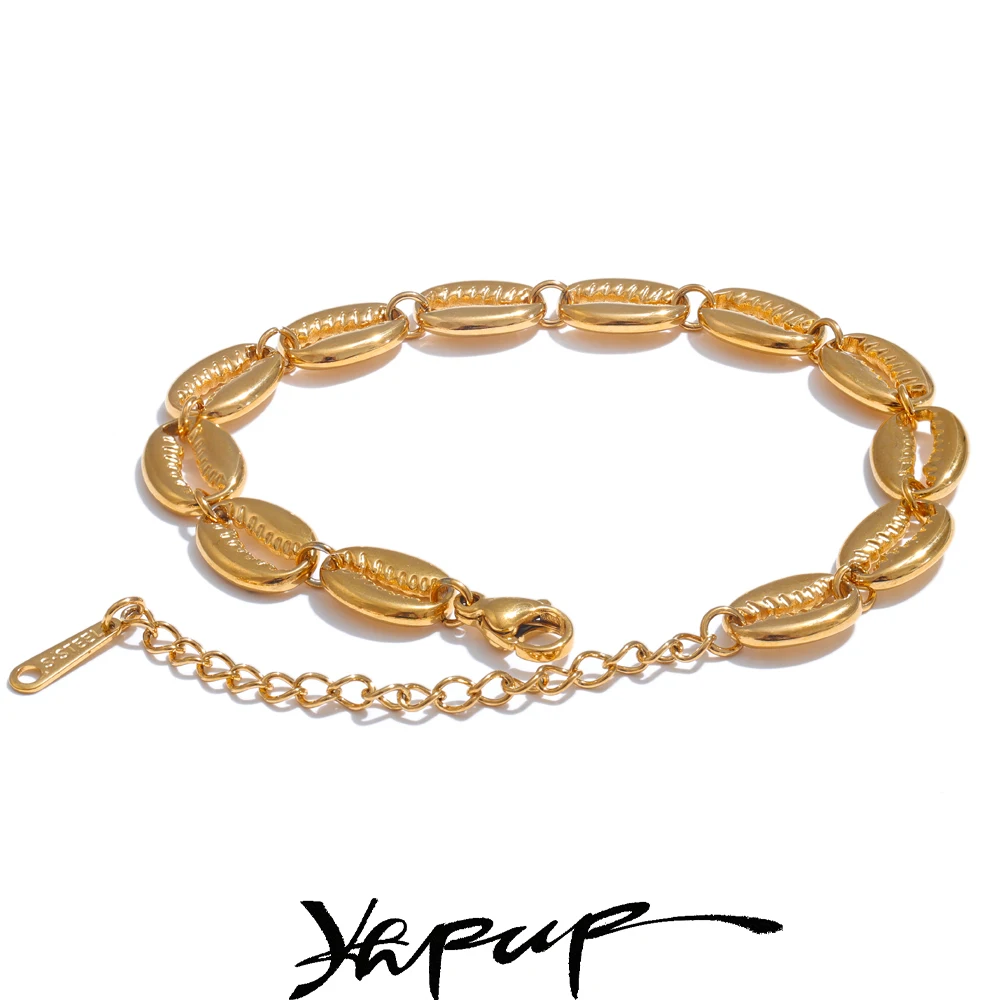 Yhpup Stainless Metal Shell Gold Color 18K Fashion Beach