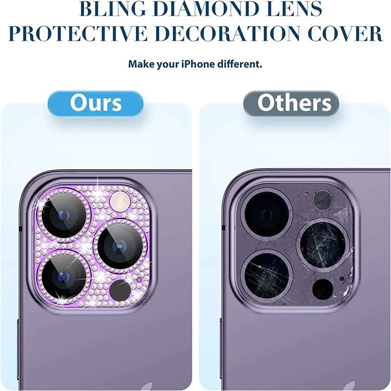 GlamourShield: Sparkling Rhinestone Camera Lens Protector Glass