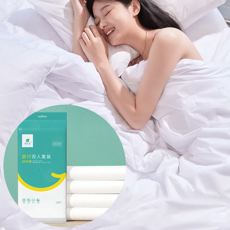 Non-Woven Bed Sheets Set, Disposable Adult Bedding, Hotel for