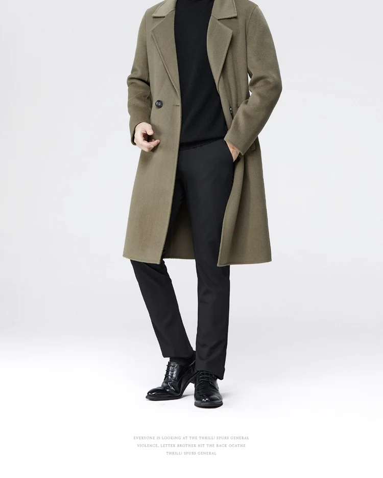 Hochwertiger langer Herrenanzug aus 100 % reiner Wolle, Strickjacke aus Wolle, Herbst/Winter, neuer doppelseitiger Business-Kaschmirmantel aus Wolle – Detail 34