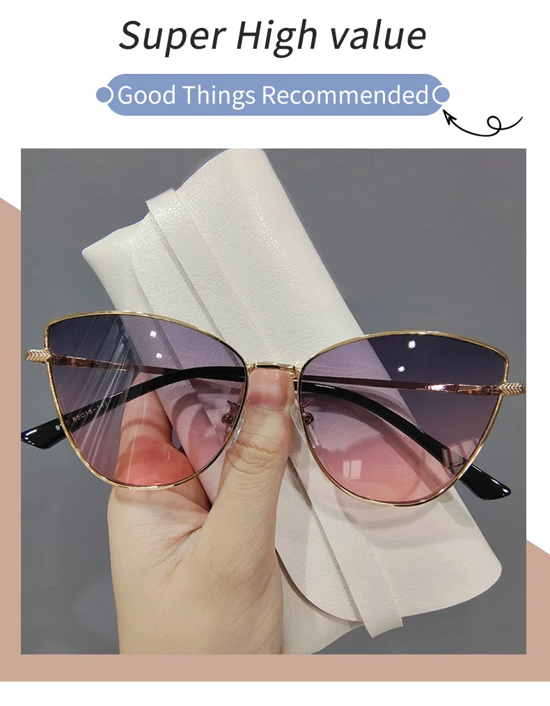 2023 Retro Gradient Small Cat Eye Occhiali da sole per donna Uomo Trendy europeo Anti UV 400 Shades Cateye Occhiali da sole Partito_voghion.com