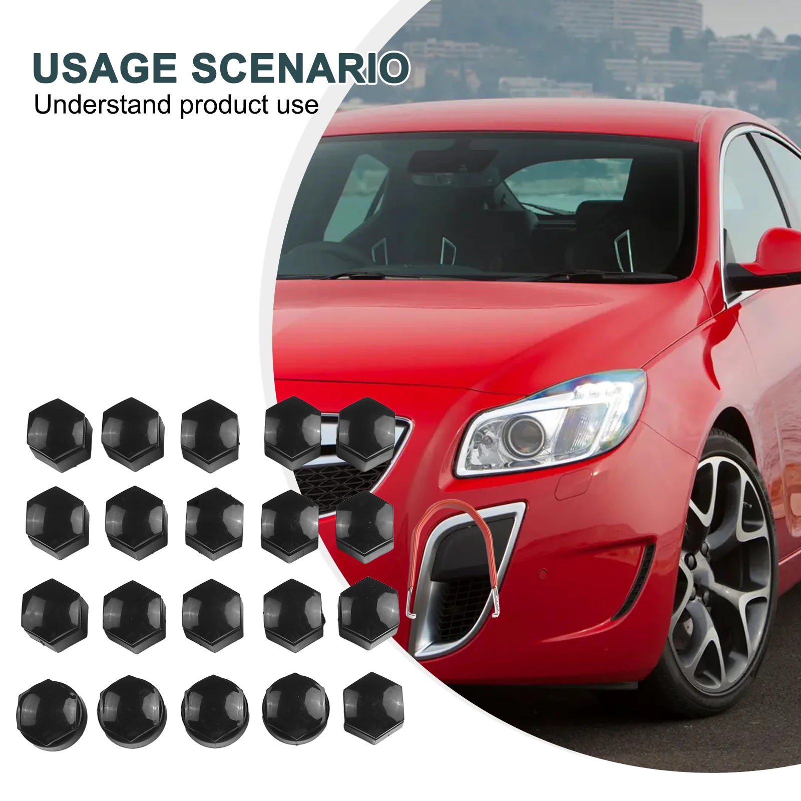 

Protective Wheel Nut Covers for Vauxhall Astra Mokka Insignia B Zafira, 19MM Size, Black, Secure Locking Cap, Easy Removal