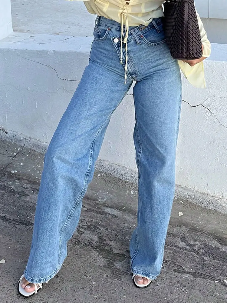 HH Straight Jeans For Women Spring Autumn Fashion High Waist Zipper Fly Denim Pants Y2K High Street Lady Jeans Trousers