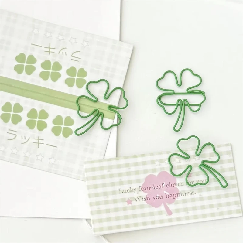 Binder Clips Paper Clips 10Pcs/set Sweet Korean Green Leaf Paper Clips Creative Design Fashion Binder Clip Cute Non-sticky Note Scrapbook Paper Clip