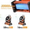 20000mAh 10000mAhUSB Rechargeable Camping Fan Portable Air Circulators Wireless Fans 270 ° Head Rotation Tent Fan with Hook 6