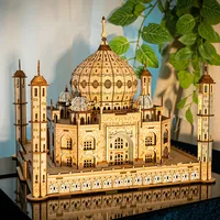 3D Puzzle Wooden House Model Royal Castle Taj Mahal With Light Assembly Toy For Kids Adult DIY Model Kits Decoration for Gifts 2