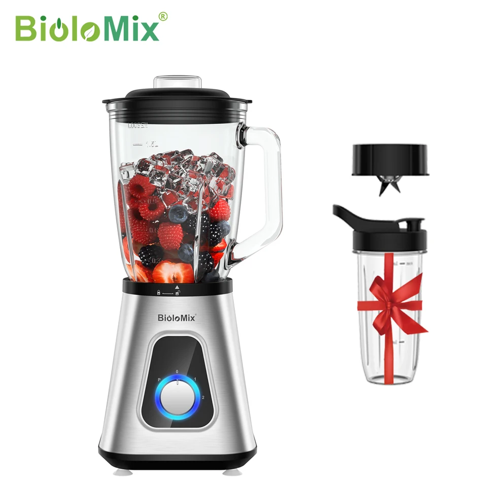ミキサー　Biolomix 1300wスージーブレンダー、1.5lガラスジャー BioloMix 1300W Smoothie Blender with 1.5L Glass Jar