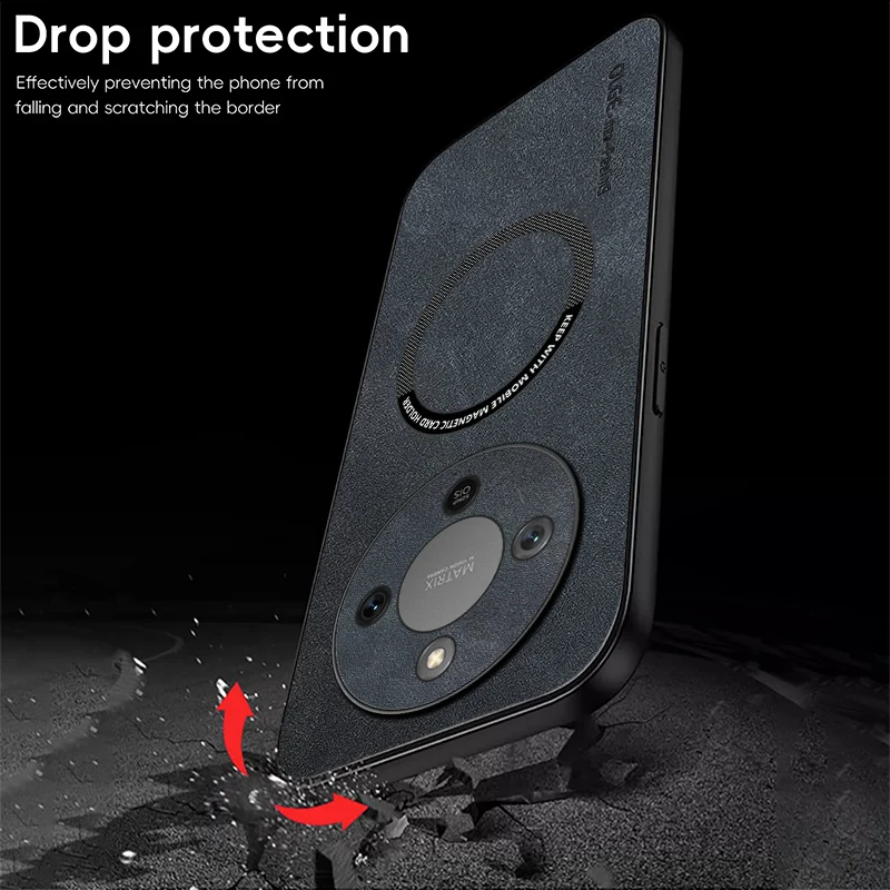 Magnetic Retro Leather Soft Phone Case with Wireless Charging Compatibility