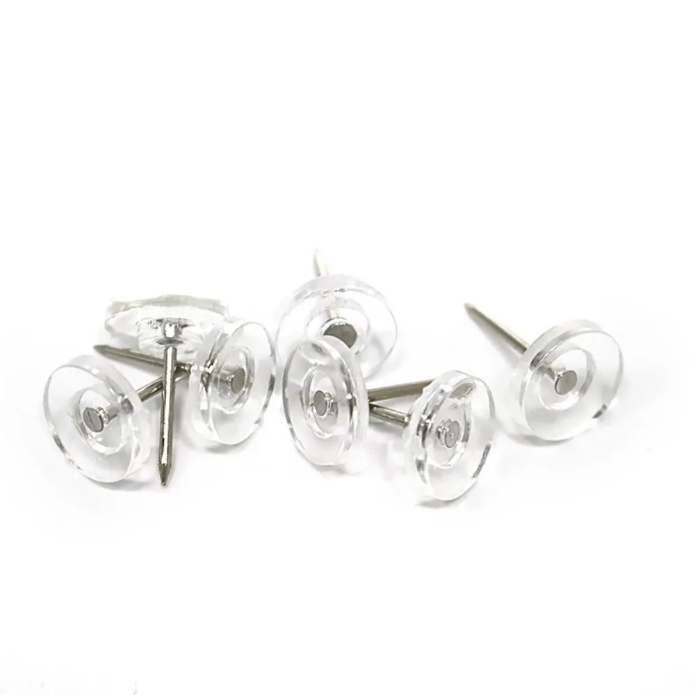 100Pcs DIY 투명 푸시 핀 재사용 가능한 다기능 엄지 못핀 상자 포함 내구성 보드 핀 학교 문구
