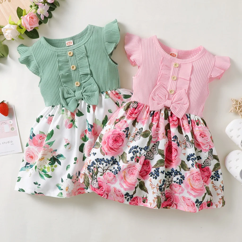 

1-5 Years Kids Girls & Toddler Girl Summer Dress Sleeveless Floral Princess Dress Fashion Cute Daily Casual Children Girl Dress