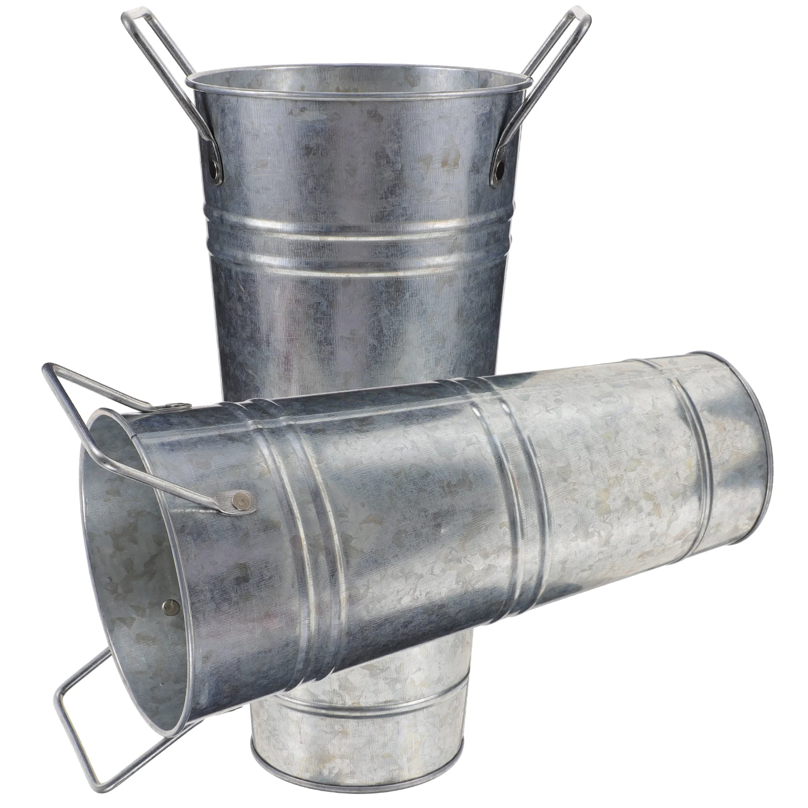 

2pcs Flower Buckets Bulk Galvanized Metal Vase Bucket with Handles Metal Planter