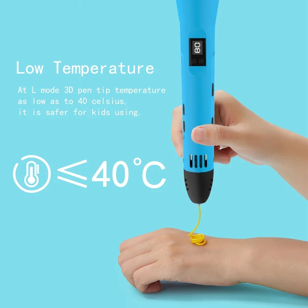 3D Printing Pen QCREATE Compatible With 1.75mm PLA PCL Filament LCD Display 8 Speeds Temperature Regulation