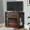 43" Corner TV Stand with 18" Electric Fireplace Heater, Modern Corner Wood Entertainment Center- Dale (Dark Walnut) 5