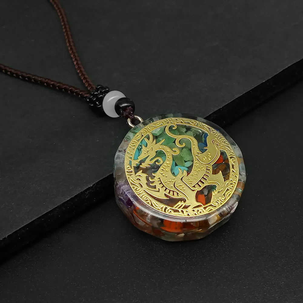 Chakra Eugen Seven Necklace 35mm Chakra Semi-Precious Meditation Pendant