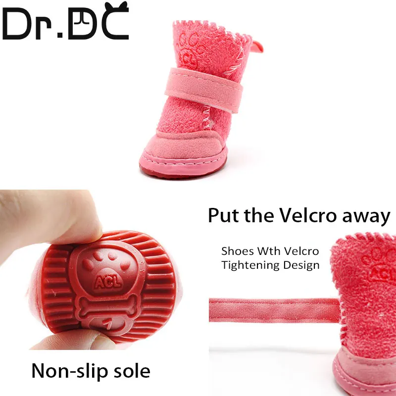 Dr.DC Pet Autumn and Winter Shoes Warm Cotton Shoes for Dogs and Cats Snow Boots Pets Non-slip Foot Covers