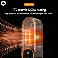 Умный обогреватель с сенсорным экраном 1200 Вт — пульт дистанционного управления, таймер, портативный электрический обогреватель для дома/офиса — изображение 4