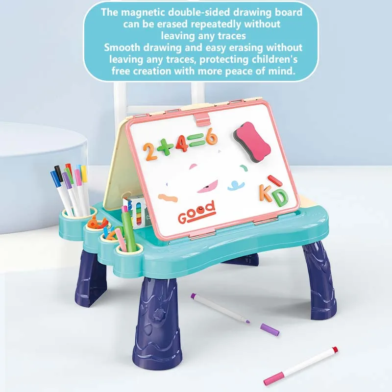 Jigsaw puzzle children's drawing toys, double-sided graffiti board drawing table, erasable board toys, parent-child interactive 5