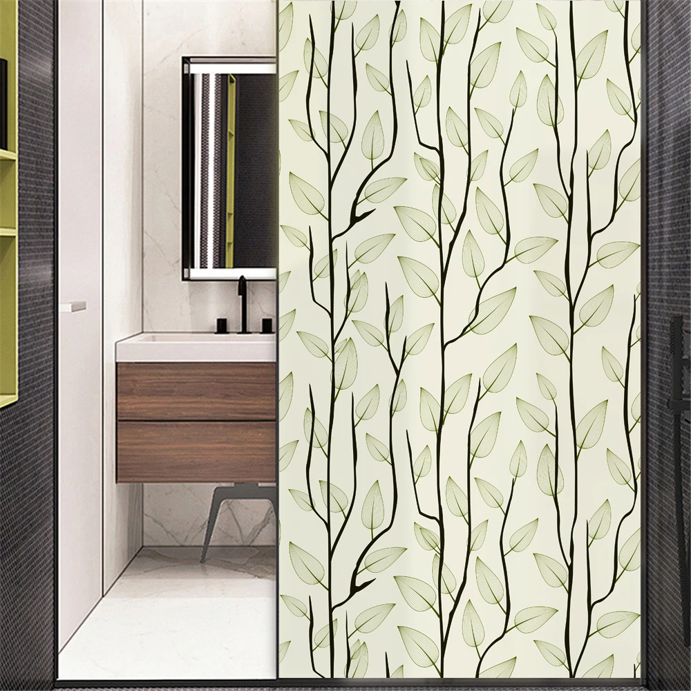 

Plant Leaves Stained Privacy Window Film Vinyl No Glue Static Cling Frosted Glass Decorative Window Sticker Window Film 107C