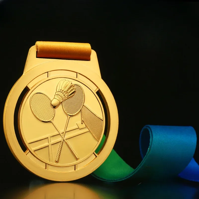 Zinc alloy individual metal medal making badminton tennis school games competition award gold, silver and copper 2