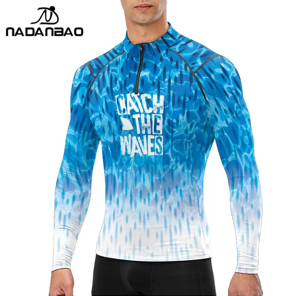 Surfing Wetsuit Men Long Sleeve Shirts Quick Drying Fitness Male Clothes Swimming Diving Rash Guard Swimwear