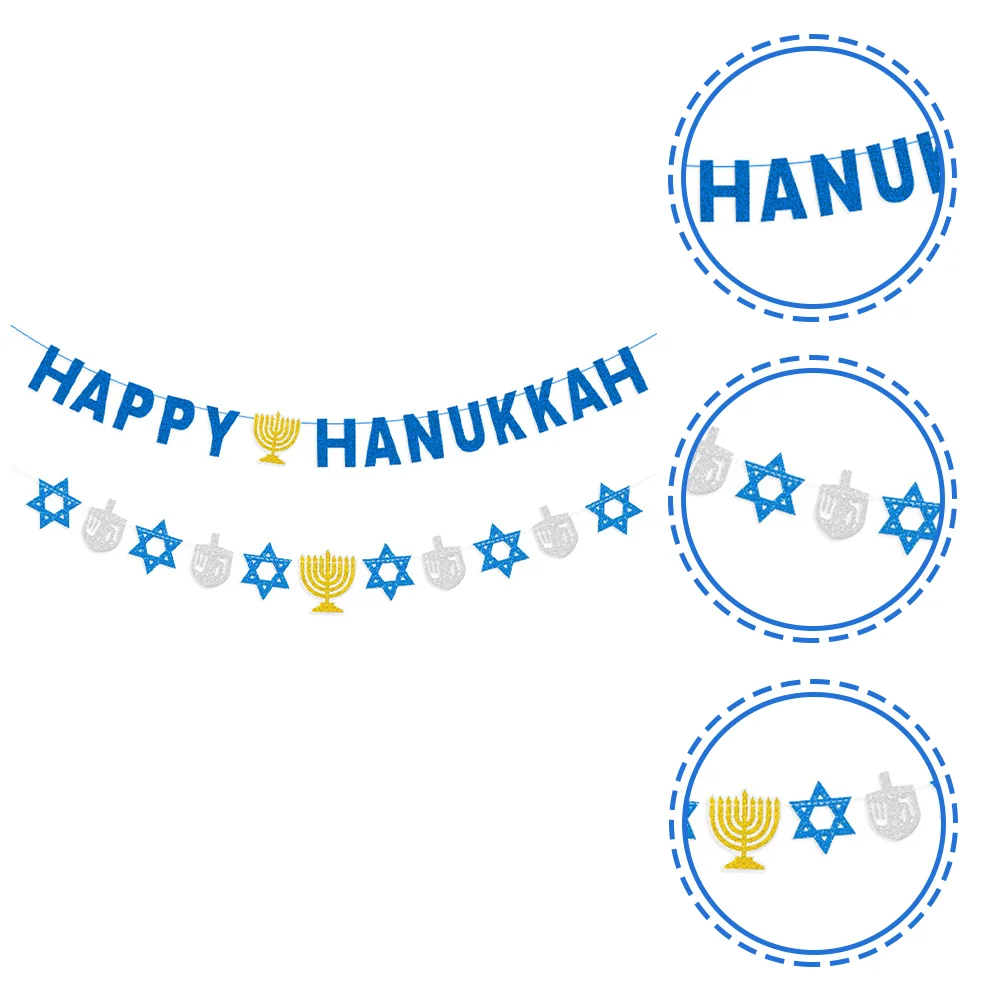 

2 шт. hanukka латте искусство счастливая фотография флаг венки для дома Бумажные праздничные Menorah