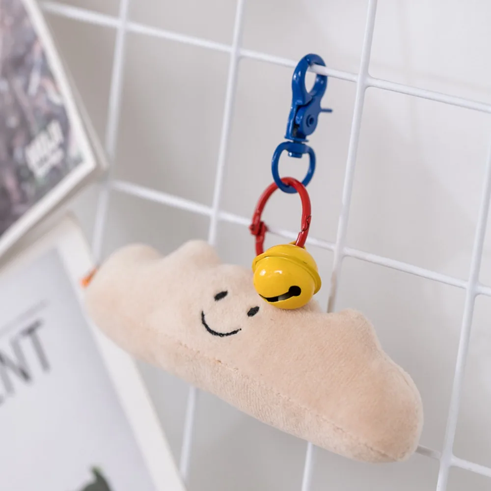 Creative Toast Plush Bread Pendant Croissant with Bell Squeaky Dog Toy Interactive Bite-resistant Plush Chew Toy Pet 4
