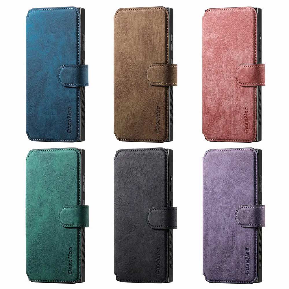 Luxury Detachable Leather Wallet Flip Case with Magnetic Back