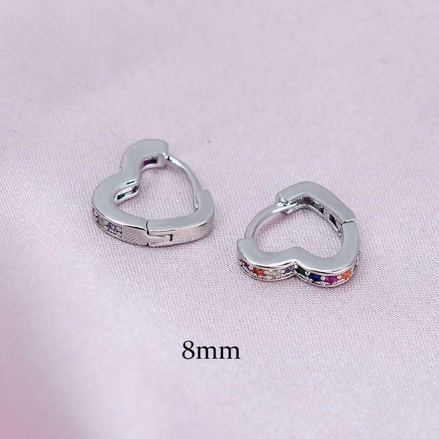 High Quality Luxury Women Small Heart Geometry Hoop Earrings Dazzling Micro Paved CZ Stones Versatile Female Fashion Jewelry