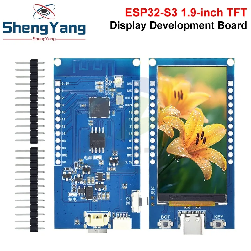 TZT ESP32-S3 Entwicklungsboard 1,9 Zoll IPS LCD Display ST7789 Laufwerk 170x320 Auflösung WiFi + Bluetooth-5,0 für Arduino
