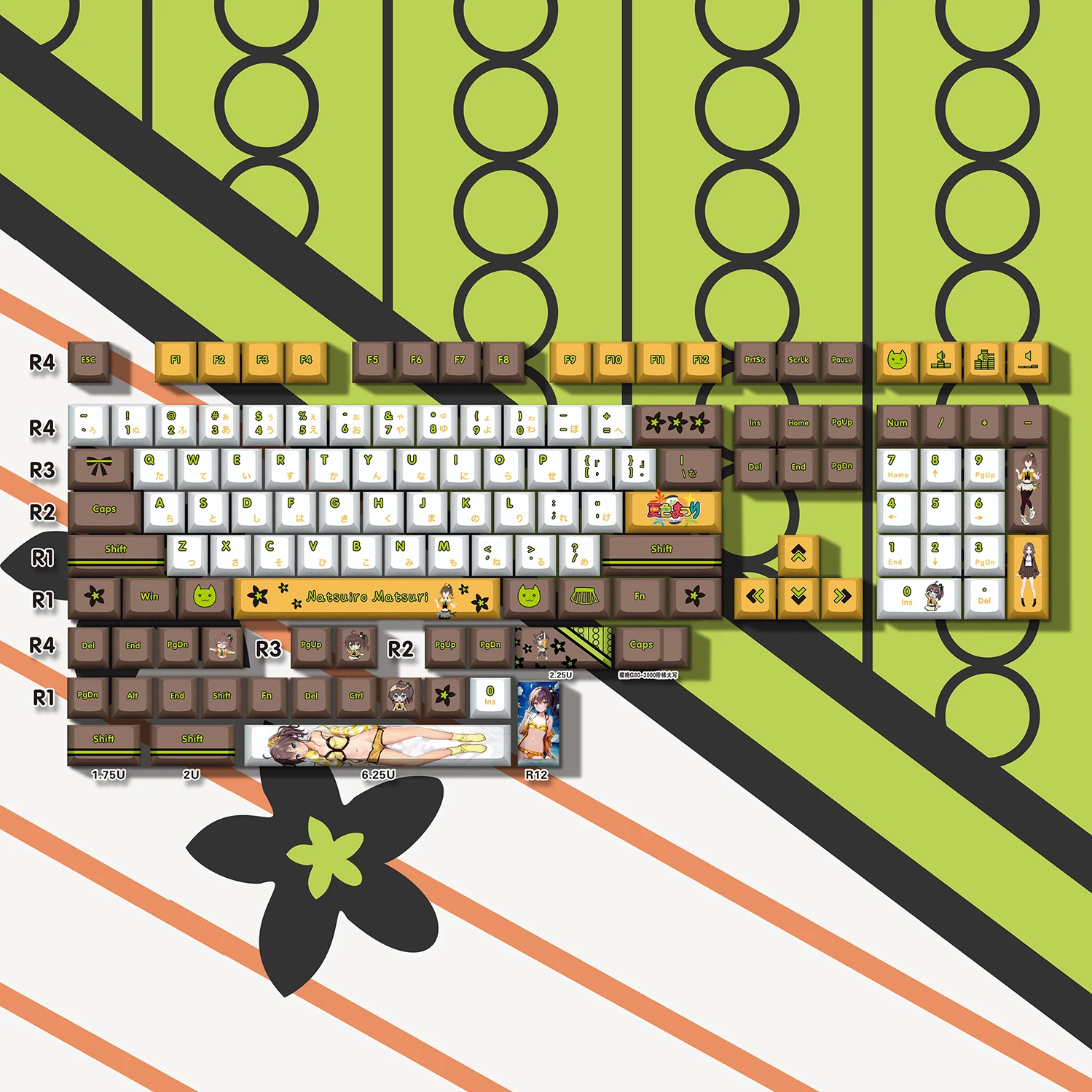 

132 Keys/Set Hololive Vtuber Natsuiro Matsuri Keycaps PBT Cherry Height for MX Switch DIY Mechanical Keyboard Game Custom Gift