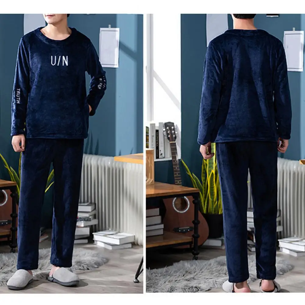 Winter Mens Pajamas Sets Soft Velvet Thermal Sleepwear 2 Pieces Set Flannel Pijamas for Men Casual Long Sleeves Fluffy Homesuits pajamas set man pajamas set flannel pajamas set plush pajamas