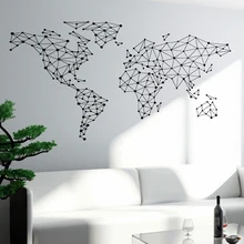 Geometry World Map Wall Stickers Atlas Travel Vacation Vinyl Home Decor Living Room Bedroom Office Decoration Decals Murals F705