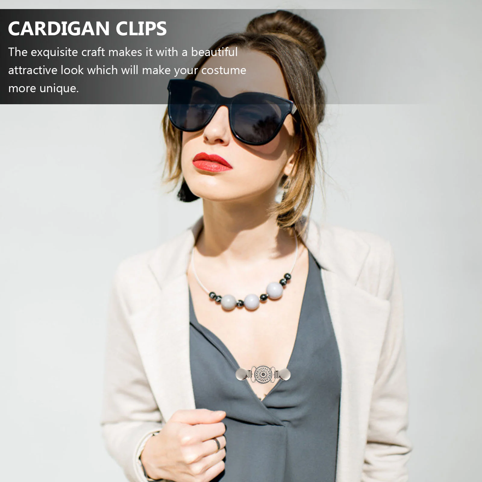 스웨터 클립 숄 클립, 빈티지 레트로 가디건 칼라, 원피스 셔츠 블라우스