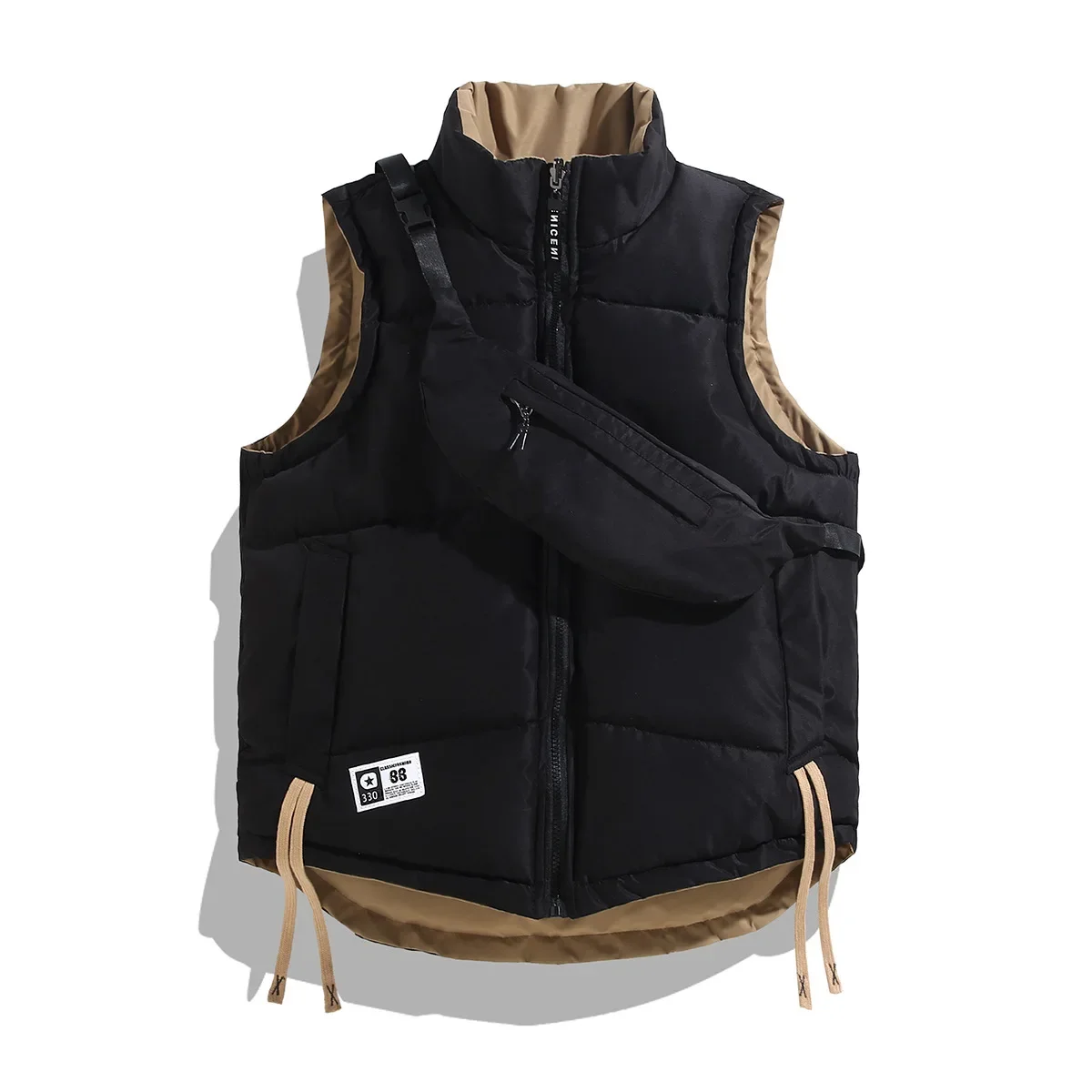 Unisex Cotton-Padded Double-Sided Wearable Vest For Couples Motorcycle Rider Jacket Warm Sleeveless Coat For Men And Women