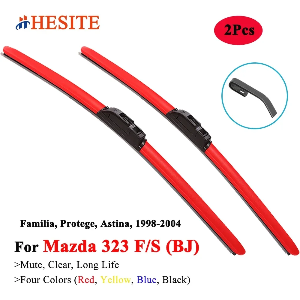 

HESITE Colorful Wiper Blades For Mazda 323 Astina Familia Protege BJ 1998 1999 2000 2001 2002 2003 2004 Car Exterior Replacement