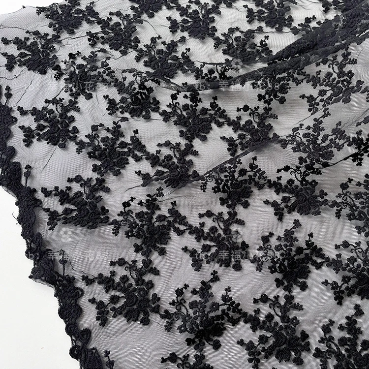 Pure Cotton Floral Embroidery Water Soluble Lace Fabric, 1 Yard