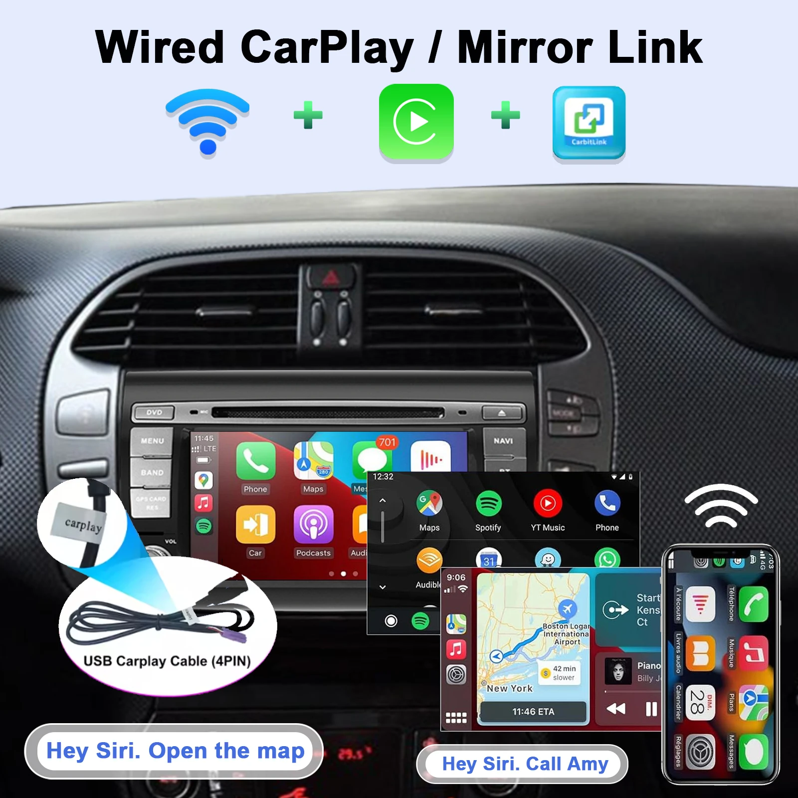 7"Android Car Radio For Fiat Bravo 2007-2014 Multimedia Player Supports 8”HD scr