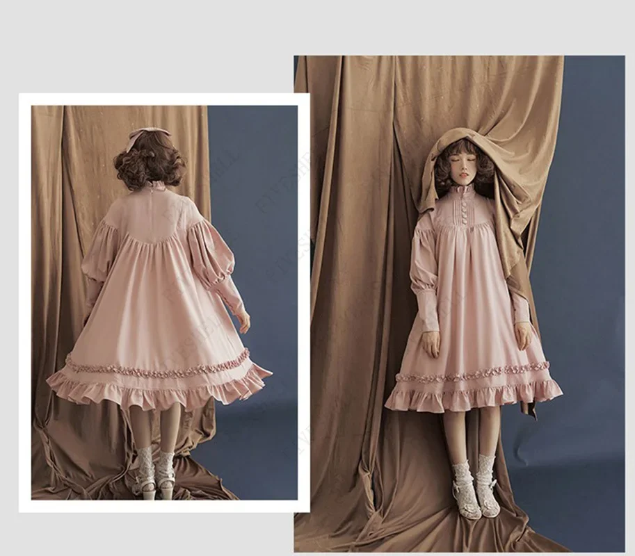 Japanese Style Sweet Lolita Dress Women Autumn Court Princess Vicorian Long Dress Halloween Cosplay Costume Kawaii Clothing