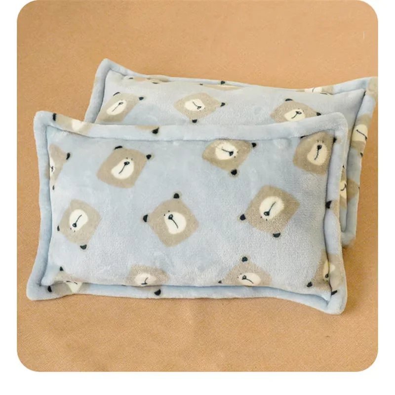 Cartoon Cute Printed Pattern Children's Pillow Protector Cover Winter Thickened Coral Velvet Pillowcase Baby Sleeping Pillowcase