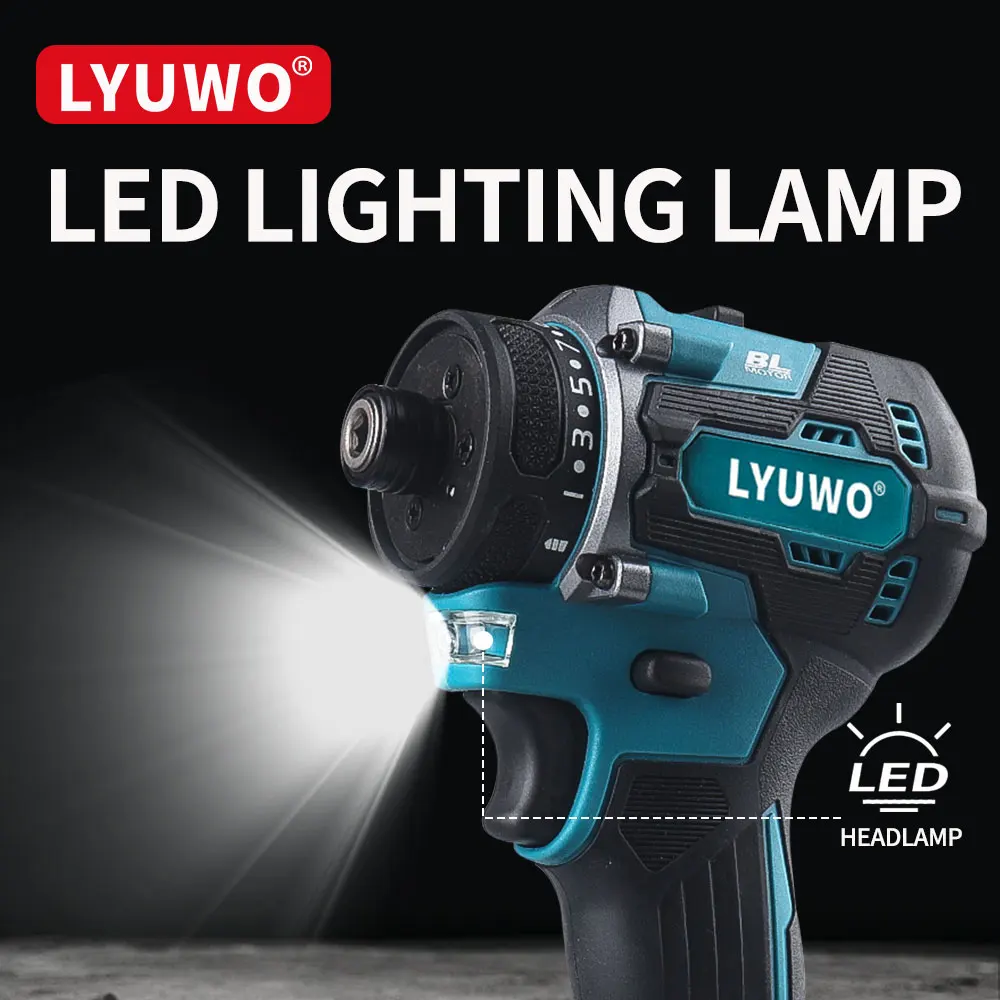 LYUWO 1/4 Inch Brushless Electric Screwdriver 20+1 High Torque Variable Speed Cordless Drill Power Tool For Makita 18V Battery 4