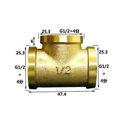 Tee Pijp Sanitair Fittings, Pijp Montage 3 Way Tee 304 RVS Slang Connector Pijpleiding Adapter G1/2 voor Water Lucht(2 binnendraadverbinding en 1 buitendraadverbinding