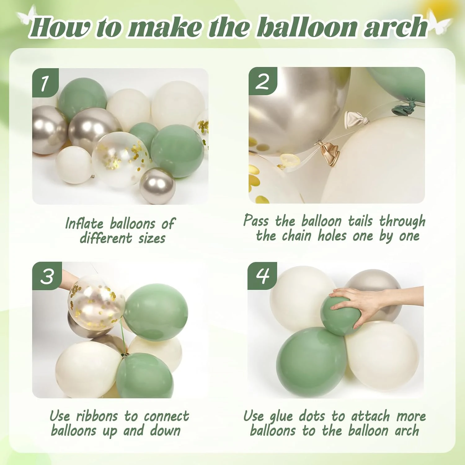 Décorations D'anniversaire Vert Sauge Et Olive – Bannière « Happy