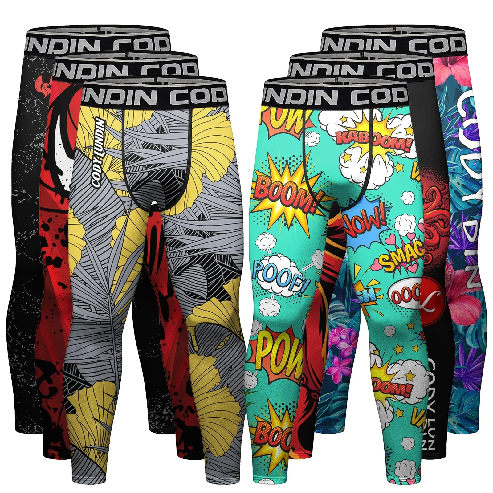 Mens Sport Gym Compression Leggings Running Tights Quick Dry Fit Basketball Trousers MMA Training Jogging Fitness Workout Pants